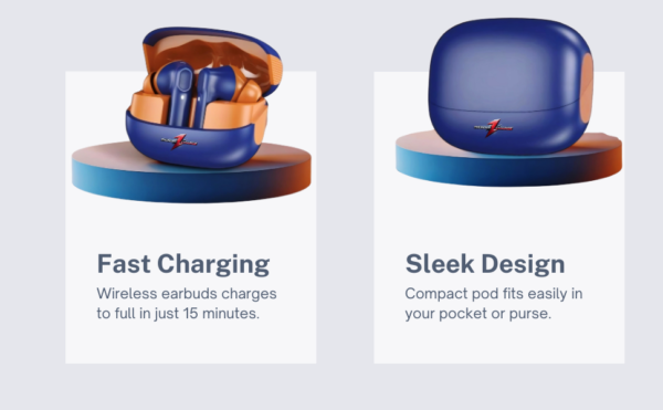 Thunder Charge Wireless TWS Earbuds – Fast Charging. Deep Bass. True Freedom